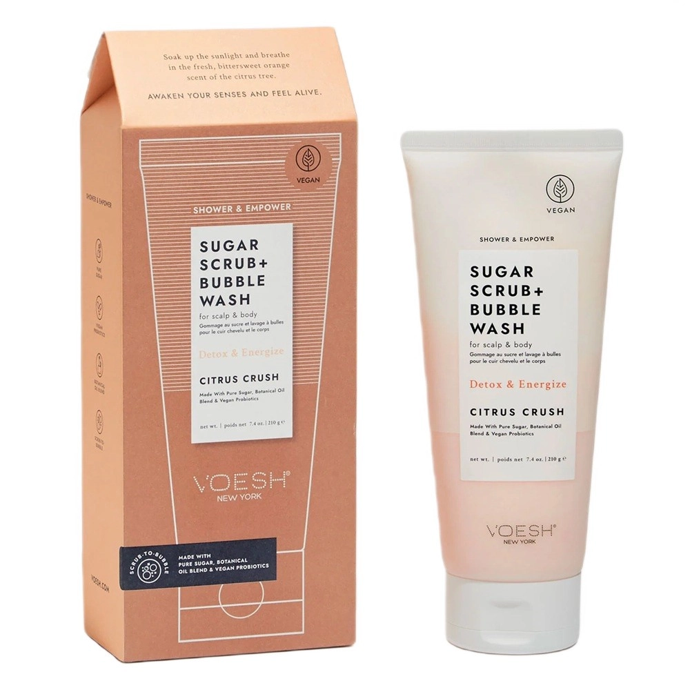 VOESH Sugar Scrub + Bubble Wash cukrowy peeling myjący do ciała i skóry głowy Citrus Crush 210g