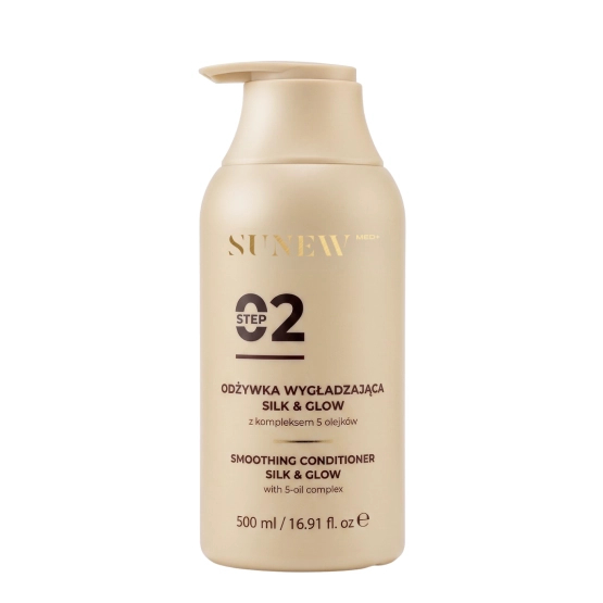 SunewMed+ Silk & Glow Wygładzająca odżywka do włosów z kompleksem 5 olejków 500 ml