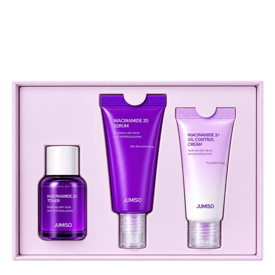 Jumiso Niacinamide Starter Kit - zestaw kosmetyków do twarzy pielęgnacji twarzy z niacynamidem MINI 3x 20ml