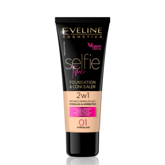 Eveline Cosmetics SELFIE TIME Kryjąco-nawilżający podkład & korektor 01 30ml