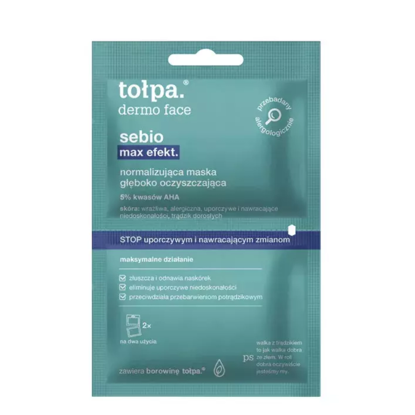 tołpa. Dermo Face Sebio Max Efekt Normalizująca maska głęboko oczyszczająca 2 x 6 ml