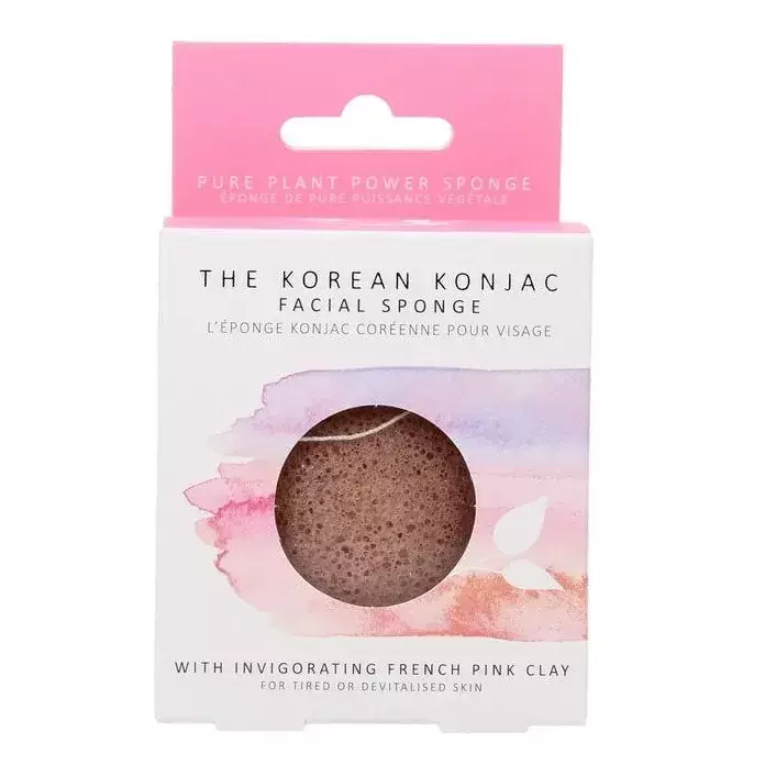 Konjac Sponge Premium z różową glinką do cery wrażliwej, zmęczonej i niedożywionej