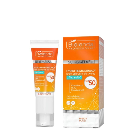 Bielenda Professional Supremelab ENERGY BOOST Hydro-rewitalizujący krem ochronny do twarzy z Tetra-Vit C SPF 50 40ml