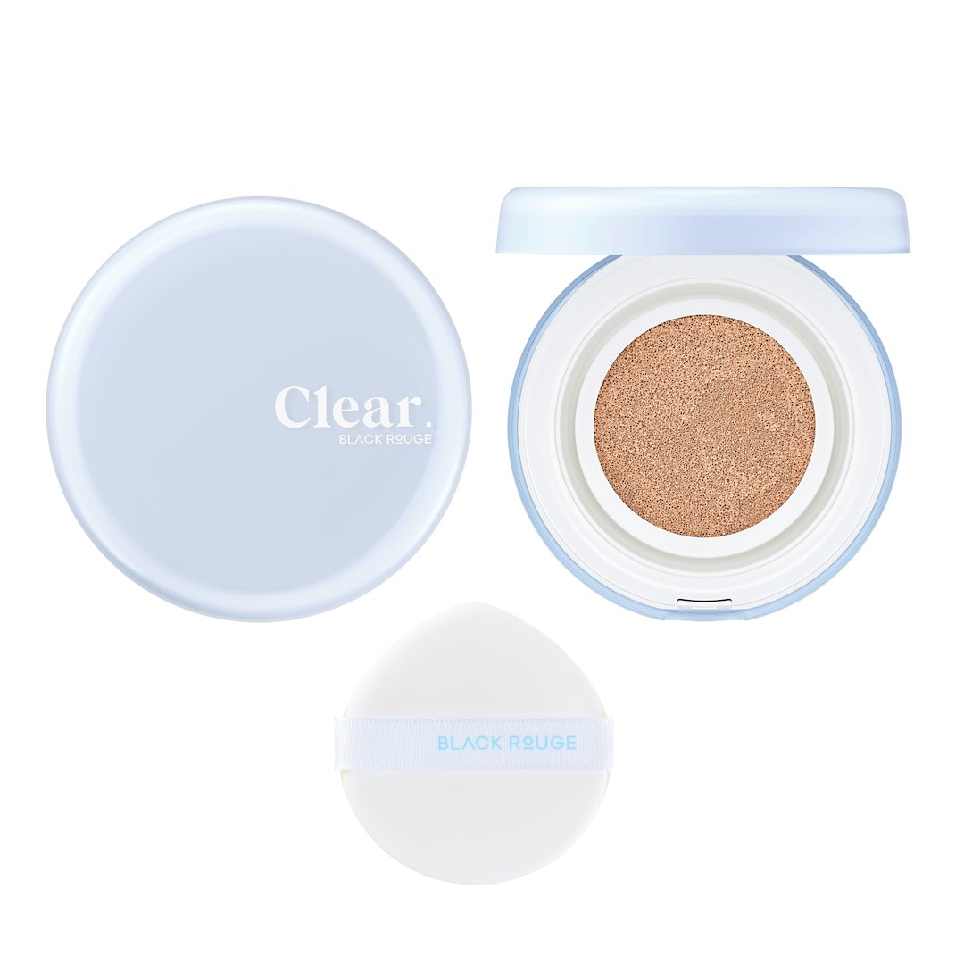 BLACK ROUGE Thin Layer Clear Cushion - Wegański podkład z efektem soft-focus i naturalnego semi-matu SPF 50+ PA++++ Nuts 14g