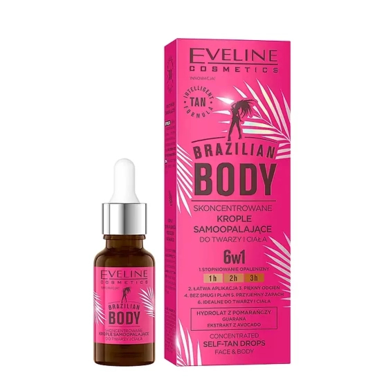 Eveline Cosmetics Brazilian Body Skoncentrowane krople samoopalające do twarzy i ciała 18ml