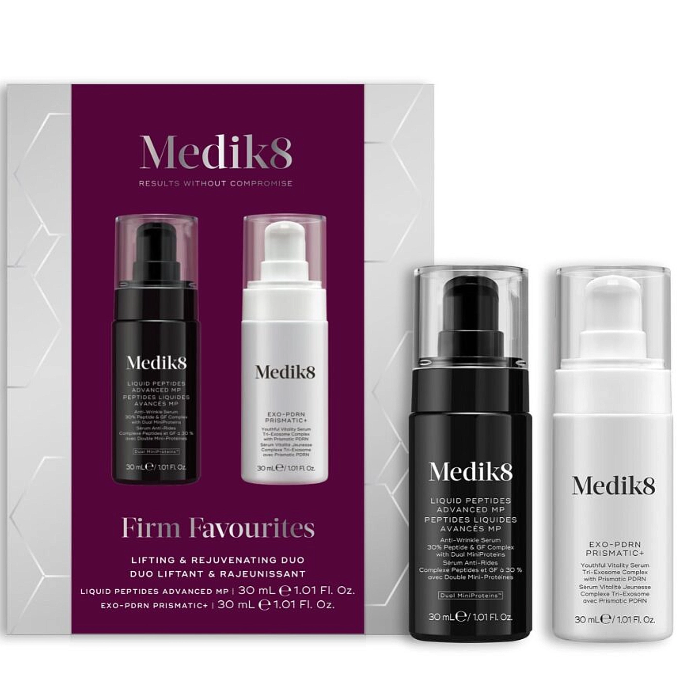 Medik8 Firm Favourites - Zestaw Duet Lifting i Odmłodzenie - Liquid Peptides Advanced 30ml + Exo-PDRN Prismatic+ 30ml