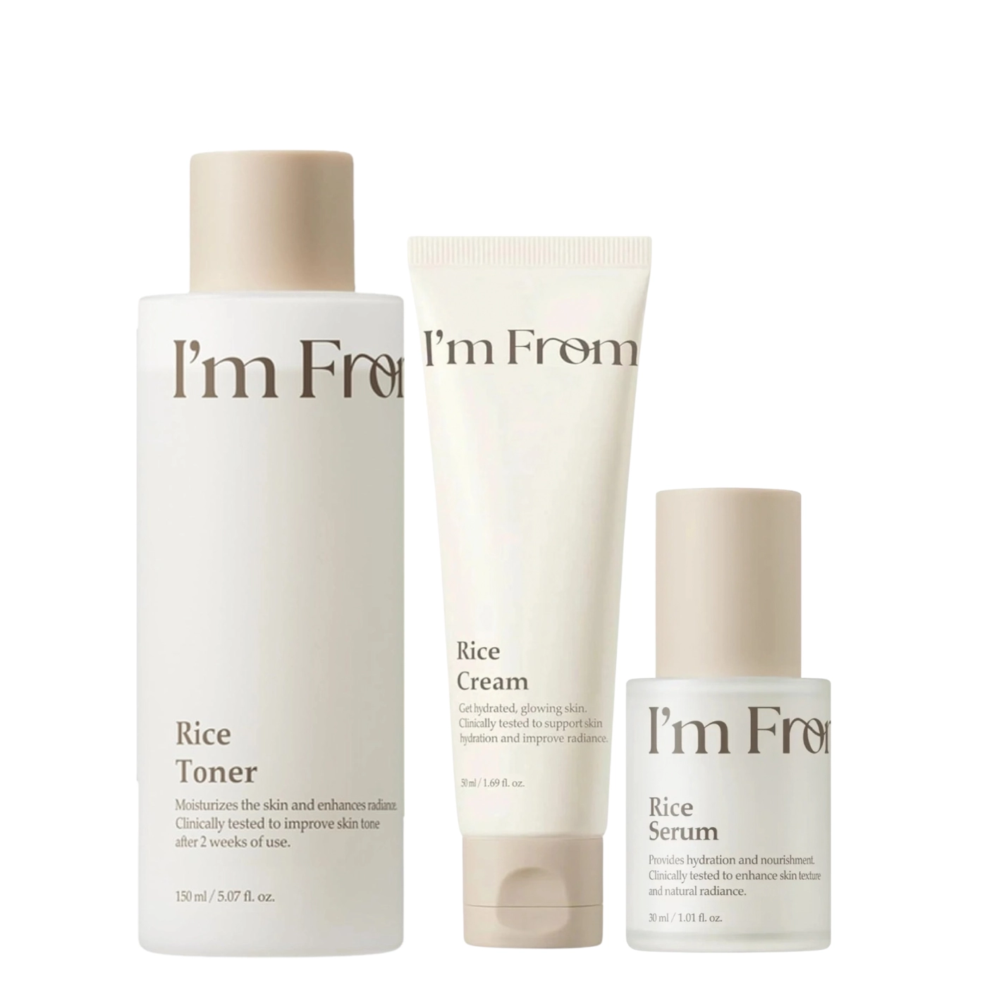 I'm From Zestaw RICE Set: tonik + serum + krem