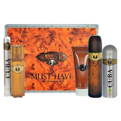 Cuba Original Cuba Gold Must Have zestaw woda toaletowa spray 100ml + woda toaletowa spray 35ml + dezodorant spray 200ml + żel pod prysznic 200ml + woda po goleniu 100ml