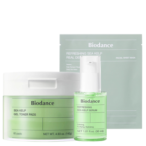 Biodance Refreshing Sea Kelp - Zestaw kojąco-łagodzący: maska + serum + płatki do twarzy