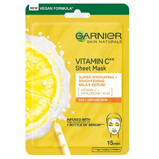 Garnier Skin Naturals Vitamin C Sheet Mask nawilżająca maska na tkaninie z witaminą C 28g