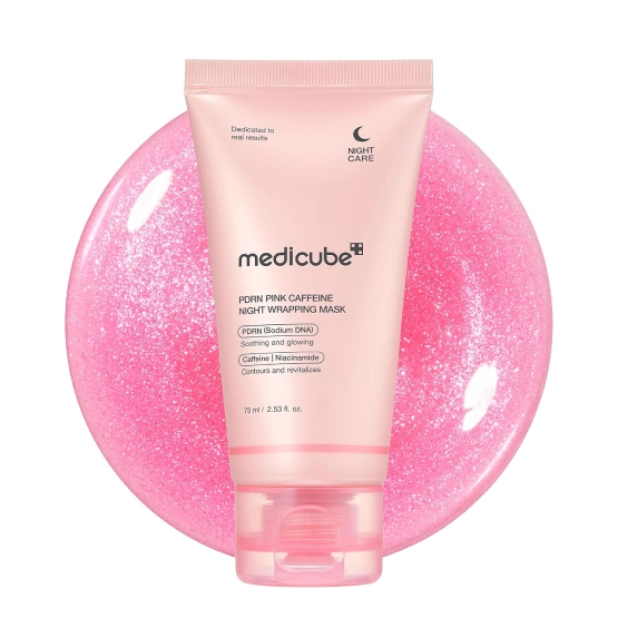 Medicube PDRN Pink Caffeine Overnight wrapping Mask - Całonocna maska modelująca do twarzy z PDRN i kofeiną 75ml