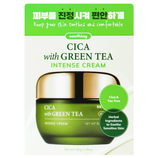 SKIN627 Cica With Green Tea kojąco-nawilżający krem do twarzy 50g