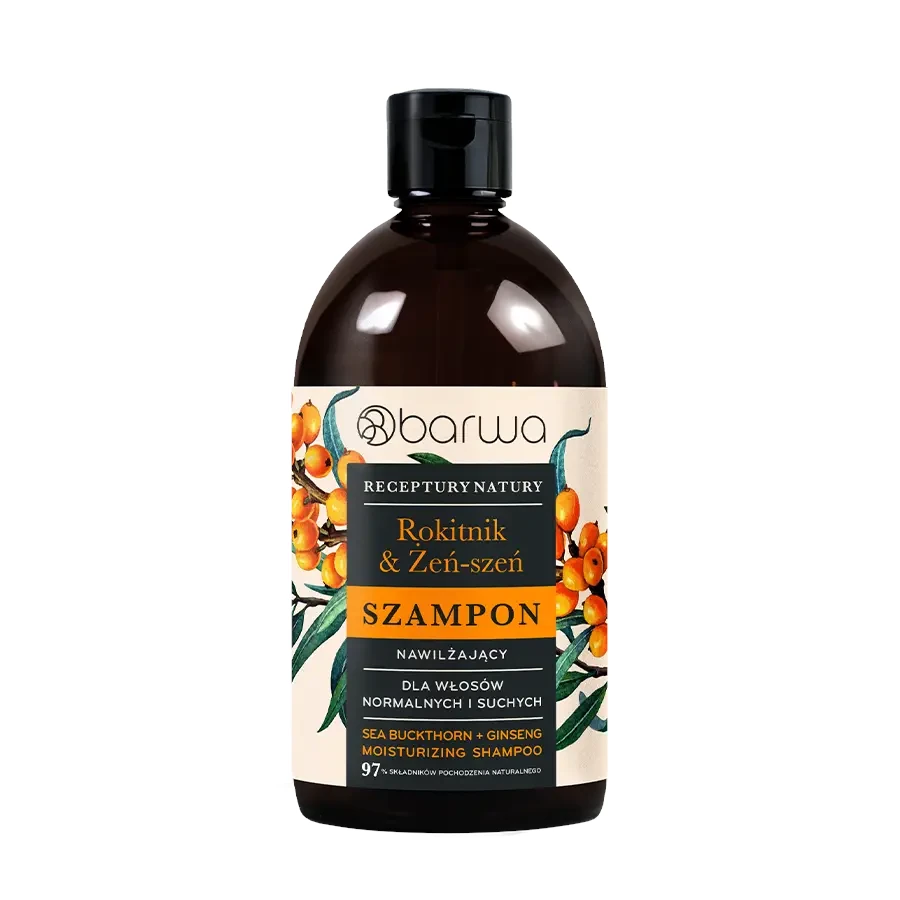 Barwa Szampon Nawilżający Rokitnik + Żeń-szeń Receptury Natury 380 ml