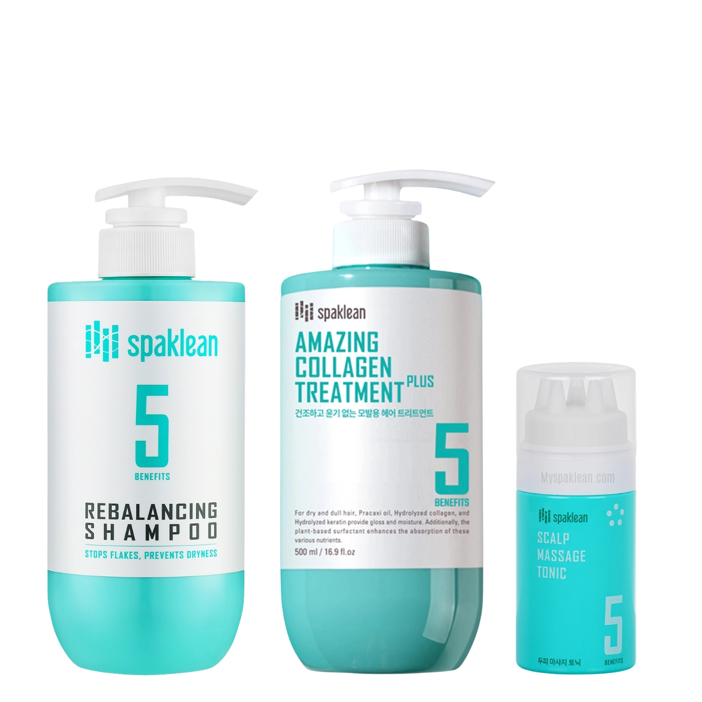 Spaklean Amazing Collagen SET - Zestaw do pielęgnacji włosów: Szampon balansujący + Odżywka regenerująca + Tonik przeciw wypadaniu włosów