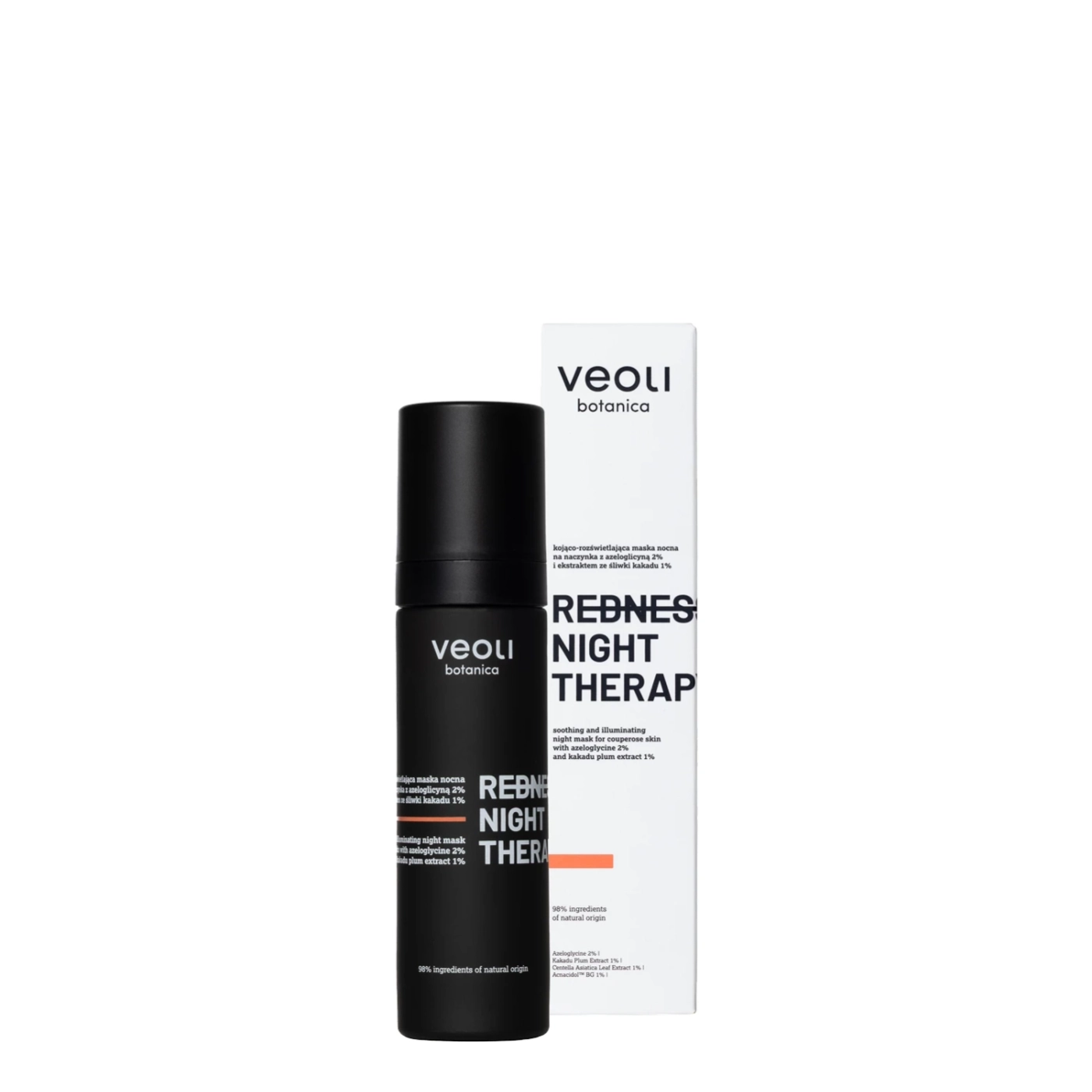 Veoli Botanica REDNESS NIGHT THERAPY Kojąco-rozświetlająca maska nocna na naczynka z azeloglicyną 2% i ekstraktem ze śliwki kakadu 1% REDNESS NIGHT THERAPY 50ml