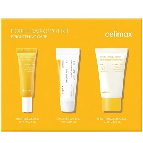 Celimax Pore+Dark Spot Brightening Kit - Zestaw rozjaśniających kosmetyków na przebarwienia serum 10ml+ krem 7ml+ SPF 10ml