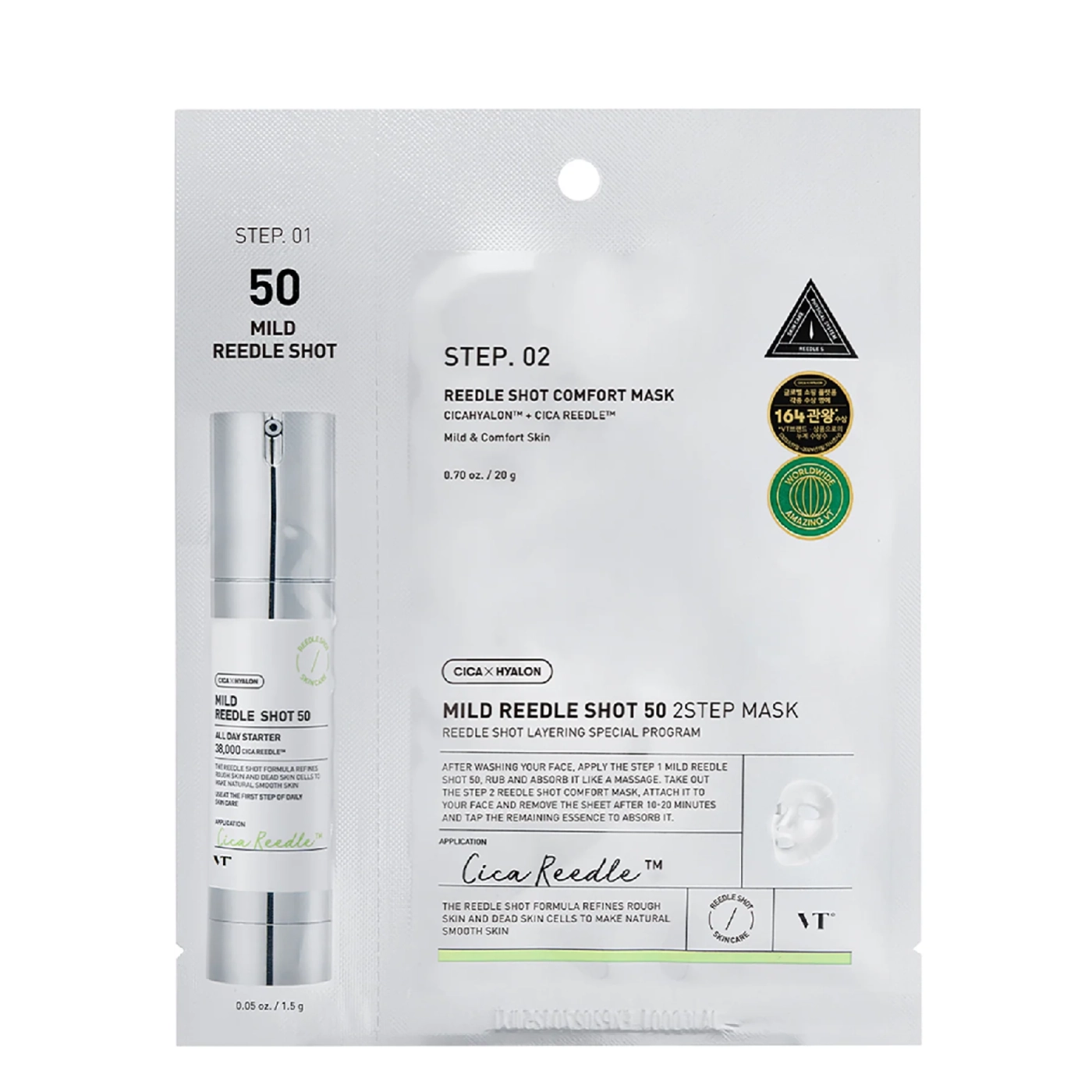 VT Cosmetics Mild Reedle Shot 50 2Step Maska do Twarzy w Płachcie 1,5g+25g