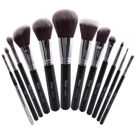 Nanshy Masterful Collection Onyx Black Zestaw 12 pędzli do makijażu twarzy i oczu