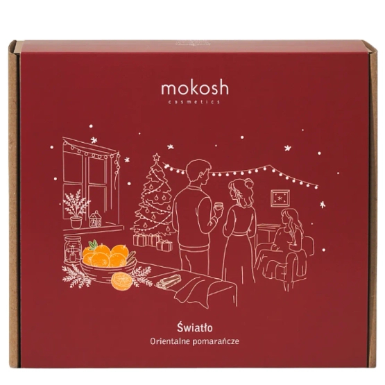 Mokosh Zestaw Świąteczny ORIENTALNE POMARAŃCZE - Światło - Nawilżająco-rozświetlający lotion do ciała + Nawilżający żel do mycia ciała i dłoni