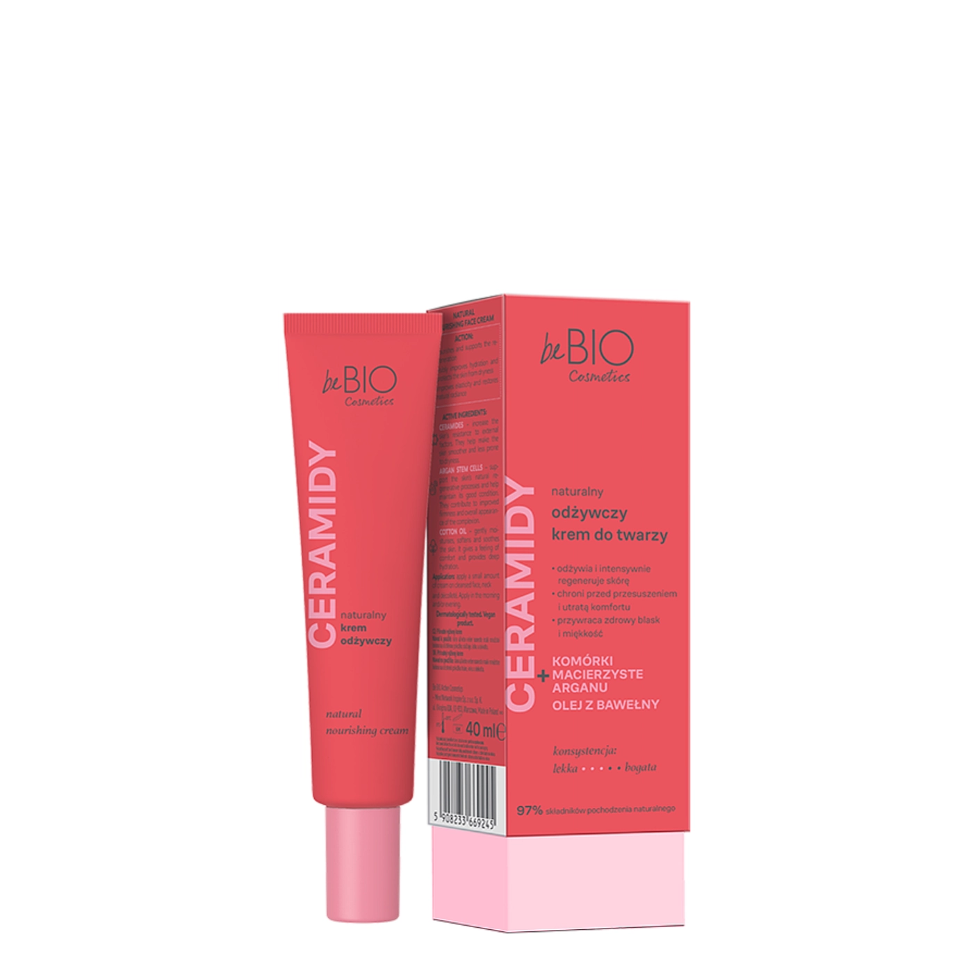 beBIO odżywczy krem do twarzy z ceramidami 40ml