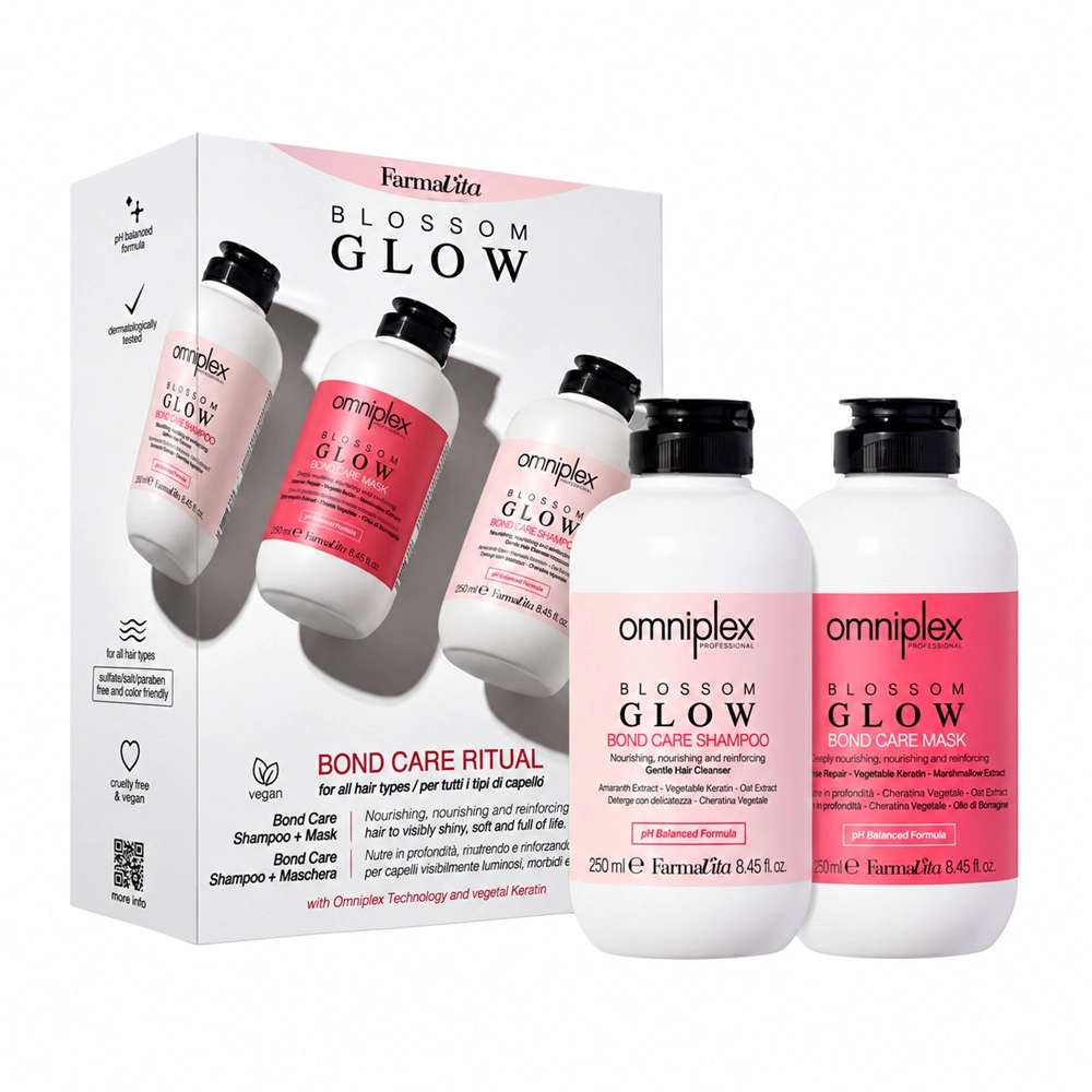 Farmavita Omniplex Blossom Glow Bond Care Ritual szampon do włosów 250ml + maska do włosów 250ml