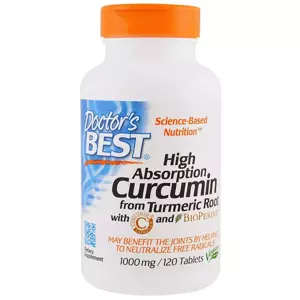 Doctor's Best High Absorption Curcumin Kurkumina o wysokiej absorbcji, bioperyna oraz kompleks C3 1000mg 120 tabletek