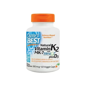 Doctor's Best Natural Vitamin K2 MK7 with MenaQ7 plus D3, 180mcg - 60 kapsułek