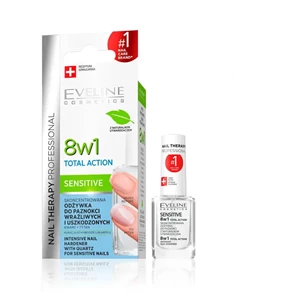 Eveline Cosmetics NAIL THERAPY Skoncentrowana odżywka do paznokci kruchych i łamliwych total action sensitive 8w1, 12 ml