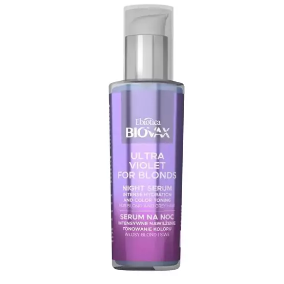 Biovax Ultra Violet Intensywnie nawilżające serum tonujące na noc do włosów blond i siwych 100 ml